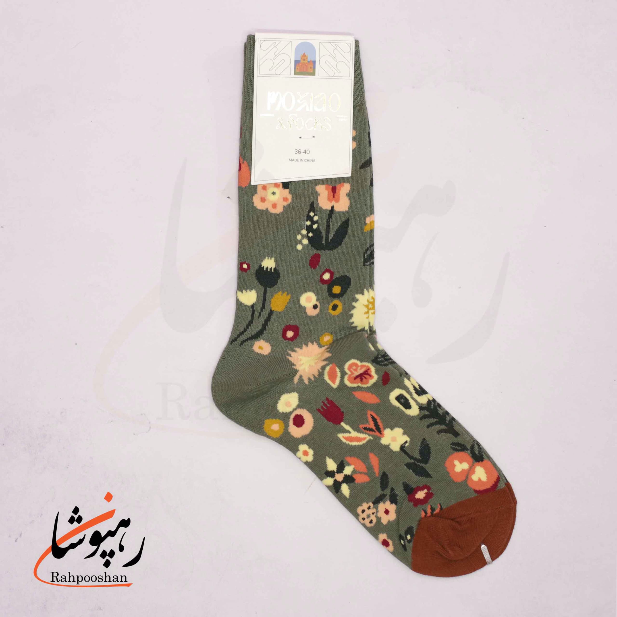 جوراب ساقدار موکسیائو (MOXIAO) طرح باغ پر گل — تصویر ۳