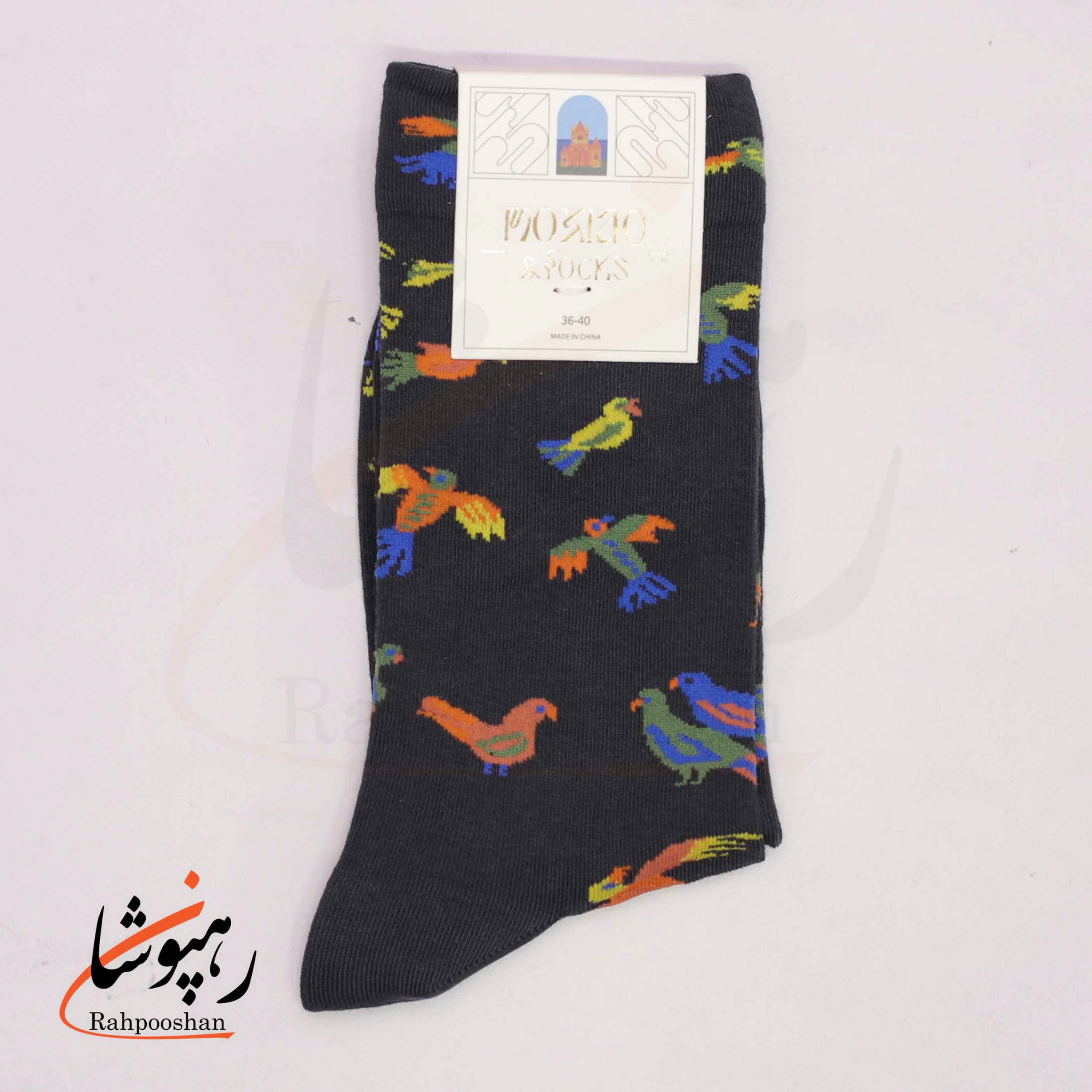 جوراب ساقدار موکسیائو (MOXIAO) طرح باغ پرندگان — تصویر ۲