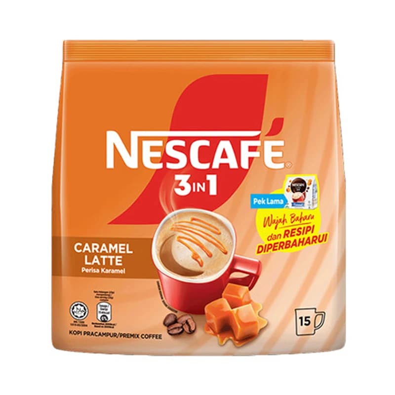 کافی میکس 3 در 1 نسکافه Nescafe مدل لاته کاراملLatte Hazelnut ( بسته ۱۵ عددی )