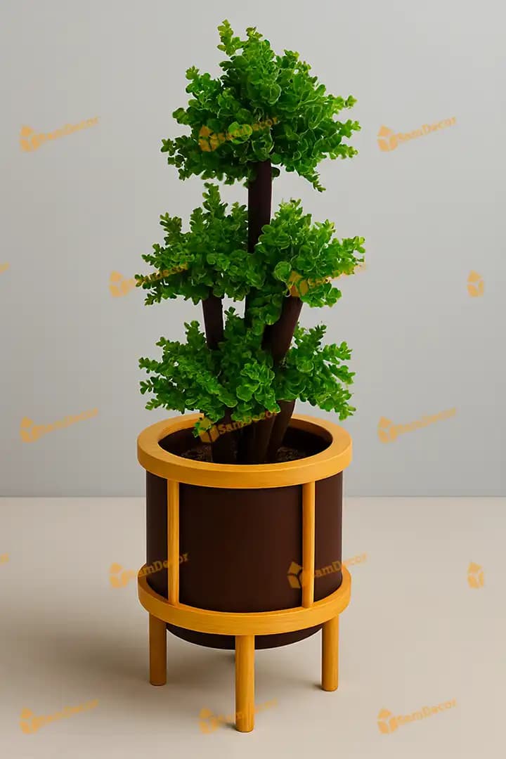 گلدان چوبی بزرگ سام دکور مدل آرون — تصویر ۲