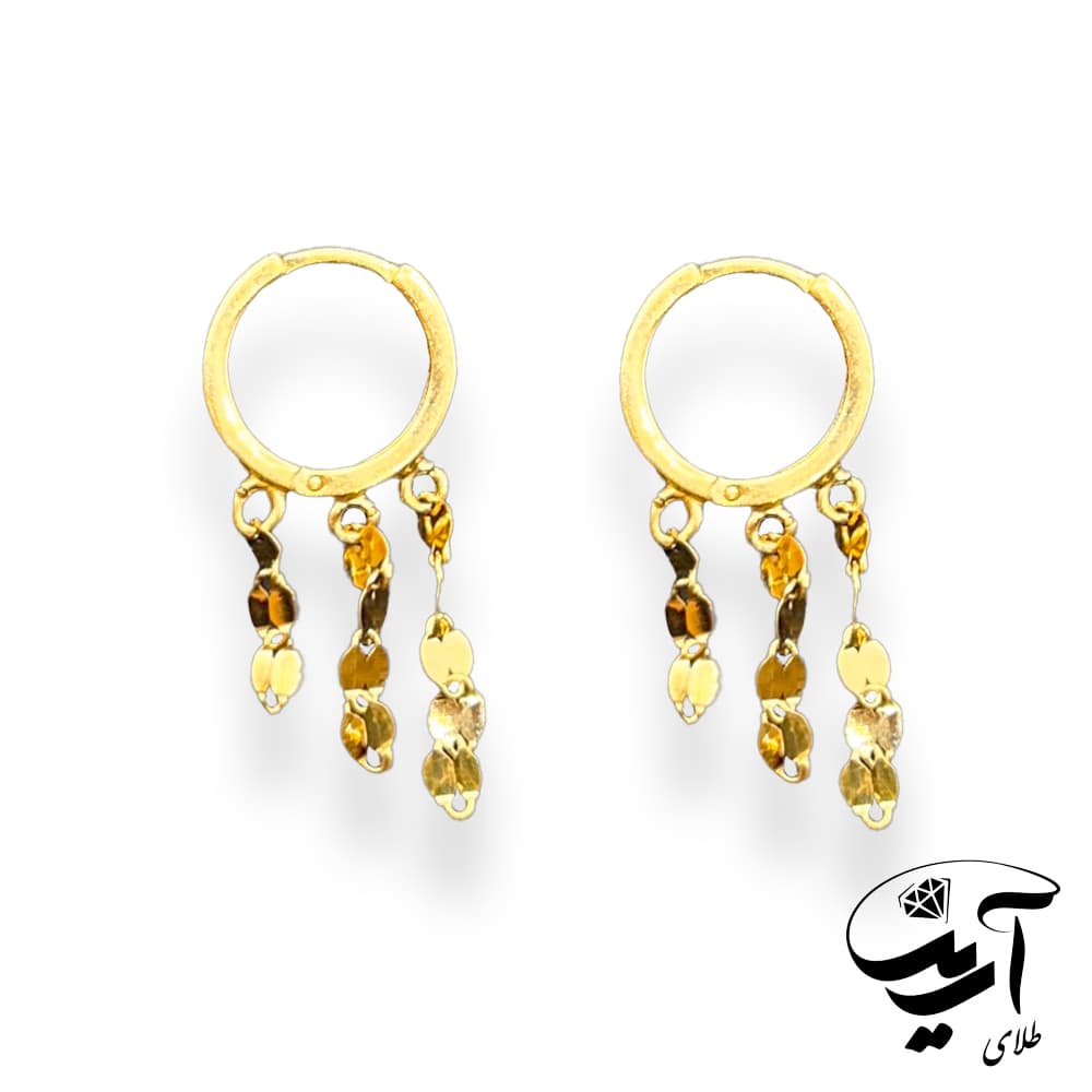 گوشواره طلا کلیپسی آویزدار (تحویل درب گالری)