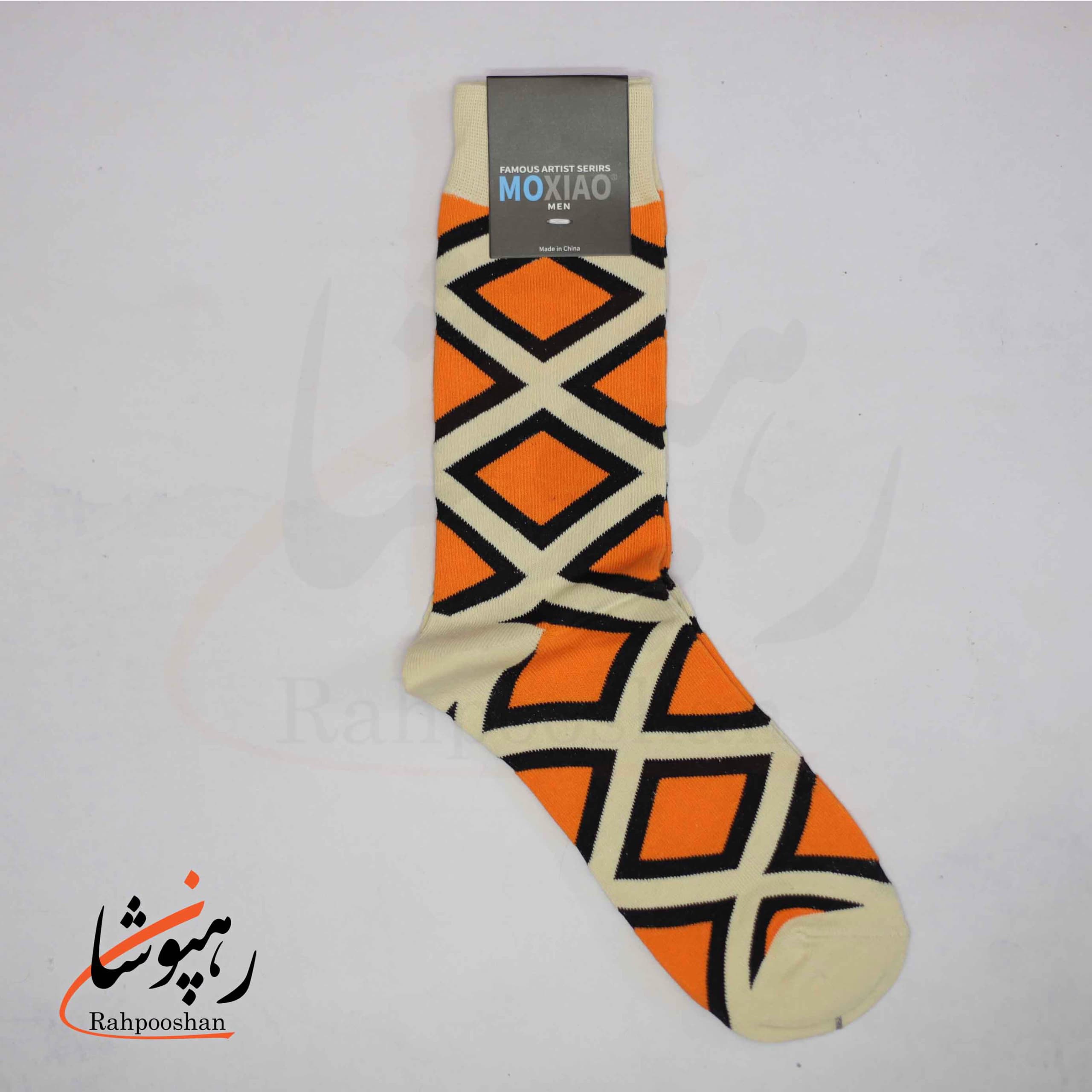 جوراب ساقدار موکسیائو (MOXIAO) مردانه طرح کاشی های نارنجی — تصویر ۲