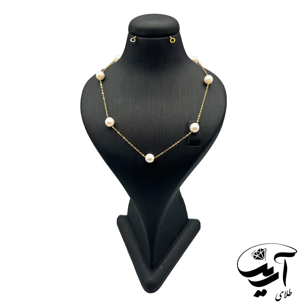 گردنبند طلا تی تی مدل 5 مروارید — تصویر ۲