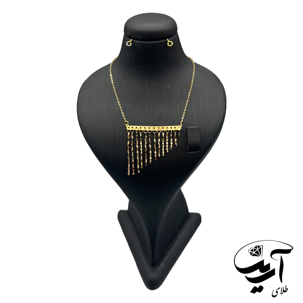 گردنبند طلا تی تی مدل شرابه ای کج (تحویل درب گالری)