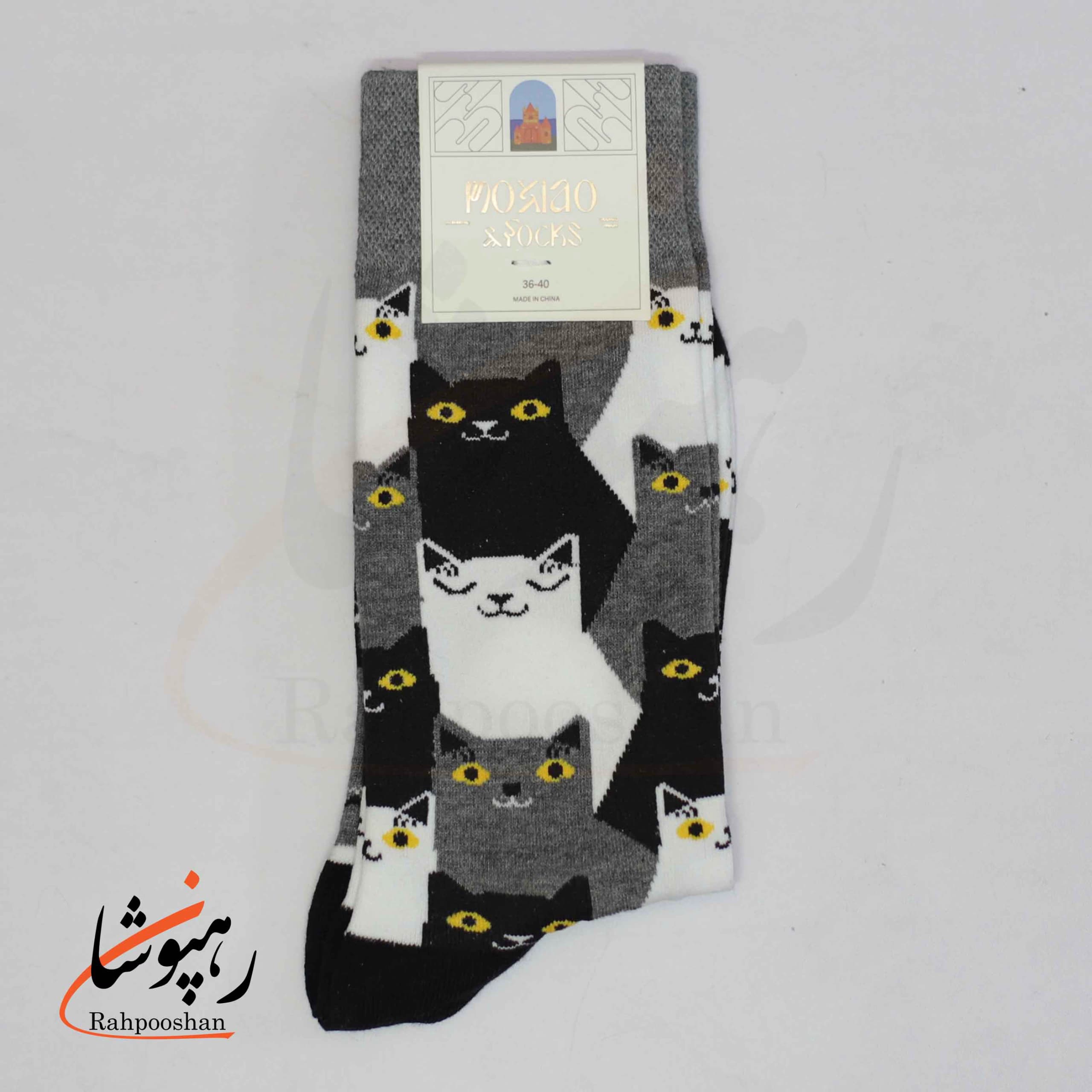جوراب ساقدار موکسیائو (MOXIAO) طرح دنیای گربه ها — تصویر ۲