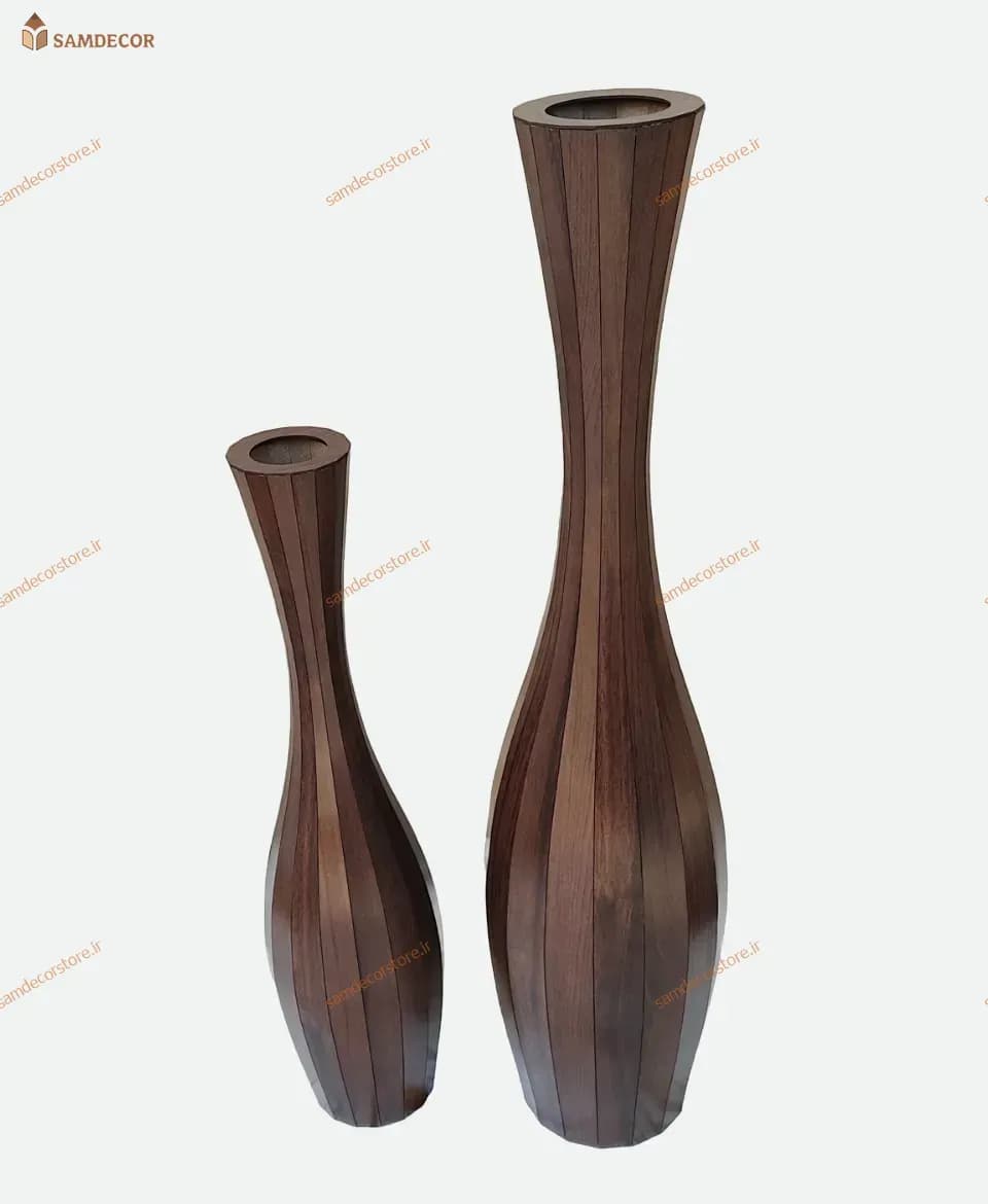 گلدان سالنی چوبی تیره