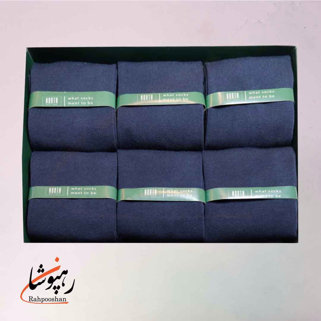 جوراب نورث NORTH ساقدار تمام سرمه‌ای (پک 6 عددی)(302)
