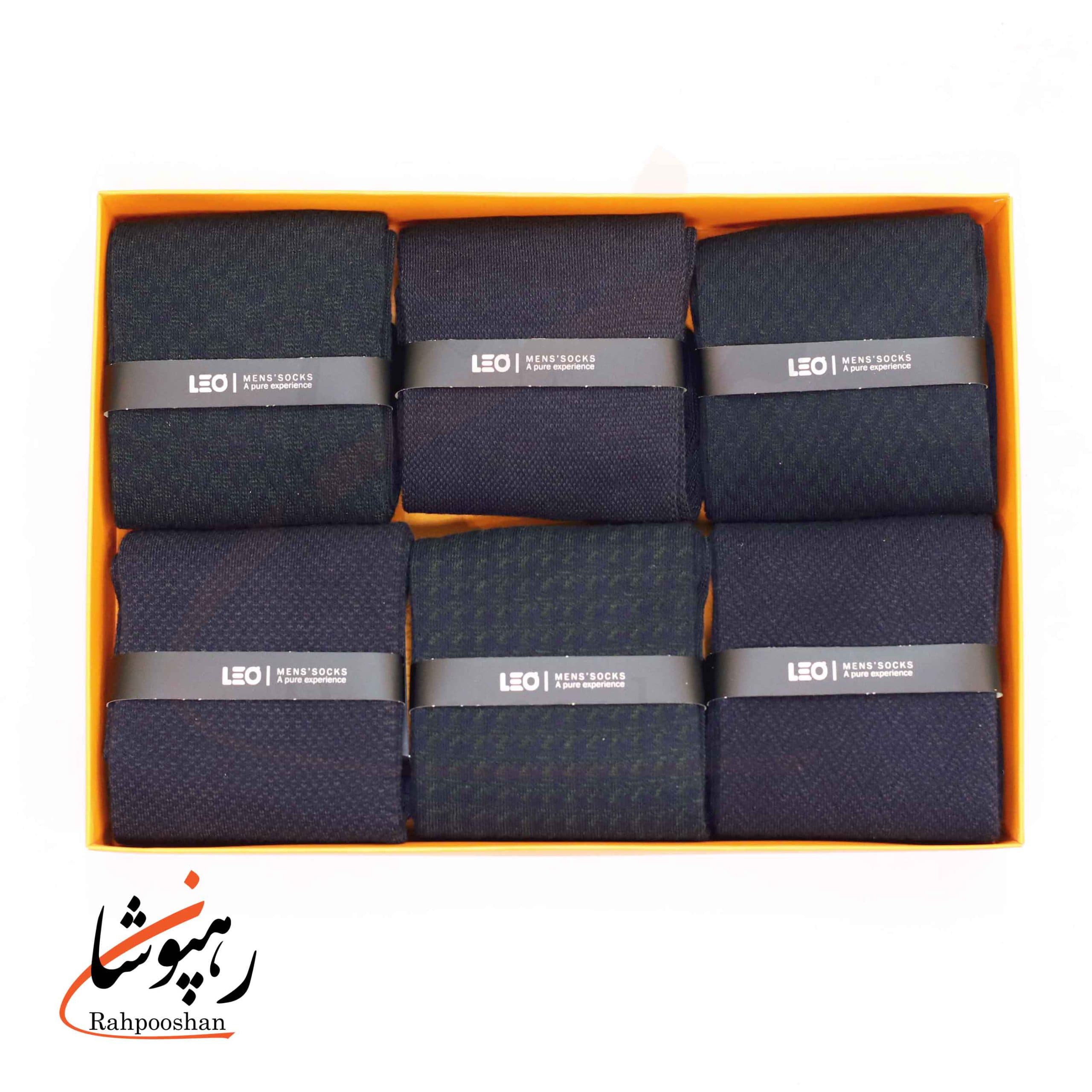جوراب لئو LEO ساق دار دوفس سرمه‌ای تیره و سبز سیر (پک 6 عددی)(121)