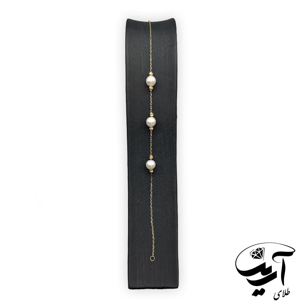 دستبند طلا و مروارید کد 1388
