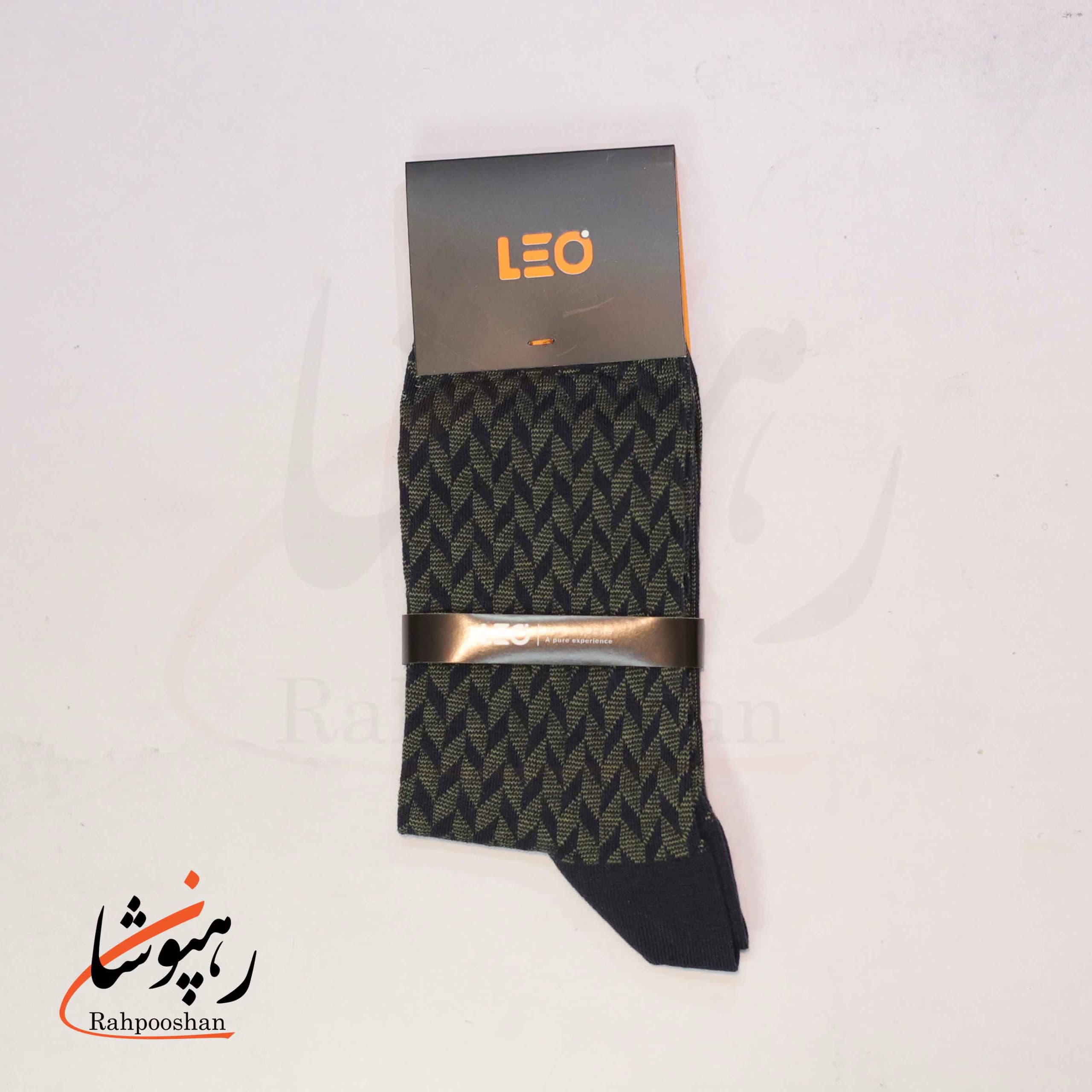 جوراب لئو LEO ساق دار دوفس مشکی دودی و سبز زیتونی (پک 6 عددی)(124) — تصویر ۳