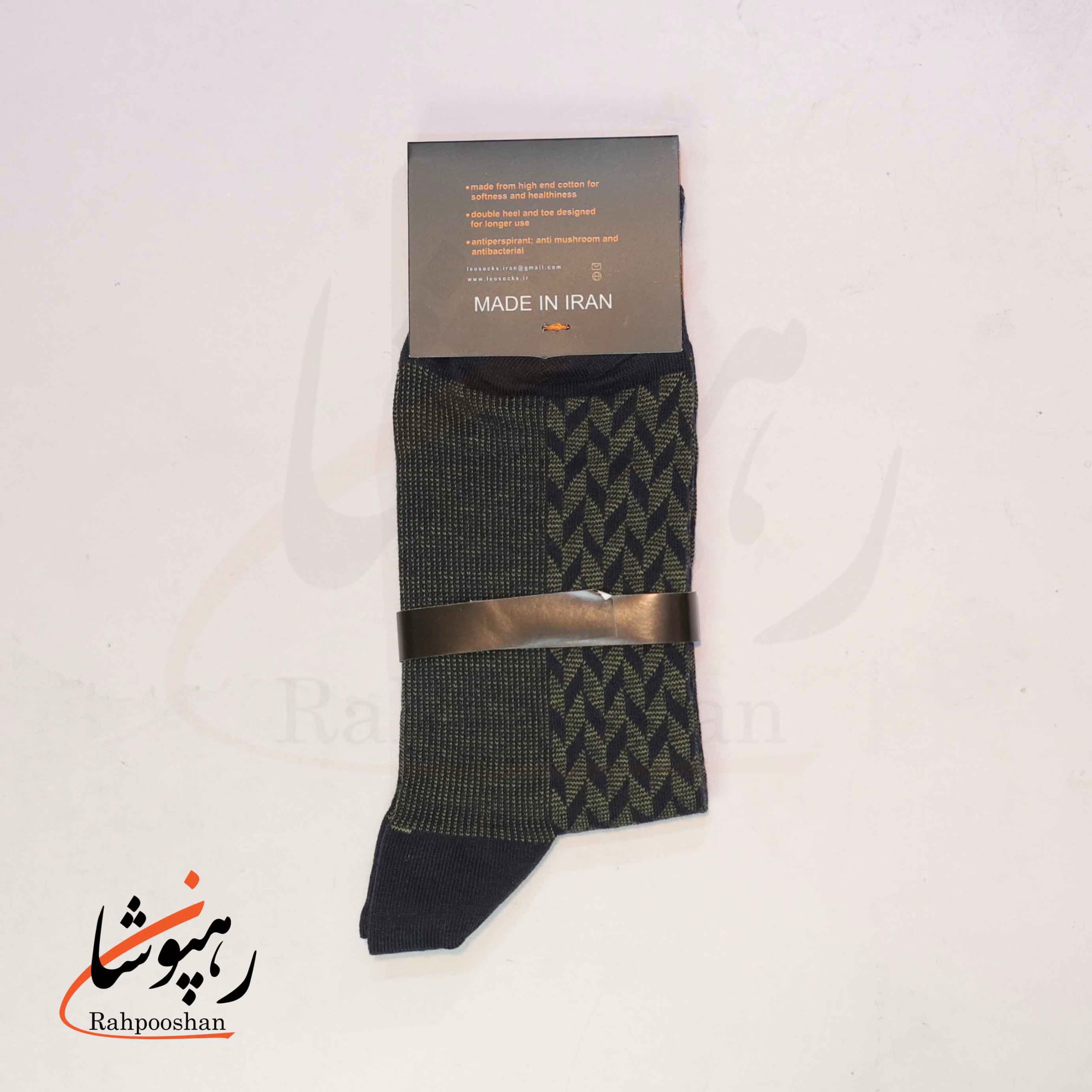 جوراب لئو LEO ساق دار دوفس مشکی دودی و سبز زیتونی (پک 6 عددی)(124) — تصویر ۴