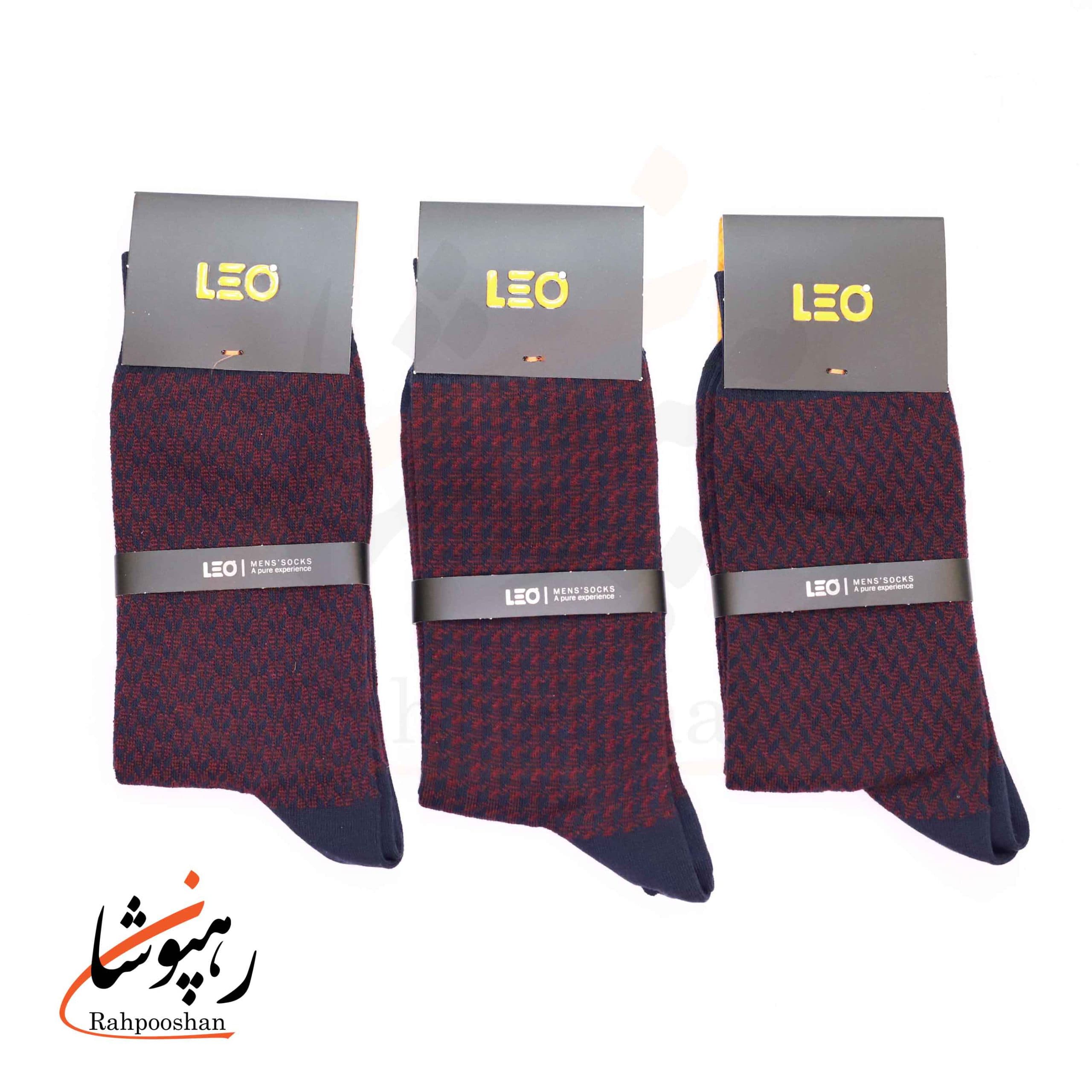 جوراب لئو LEO ساق دار دوفس زرشکی و سبز تیره (پک 6 عددی)(123) — تصویر ۲