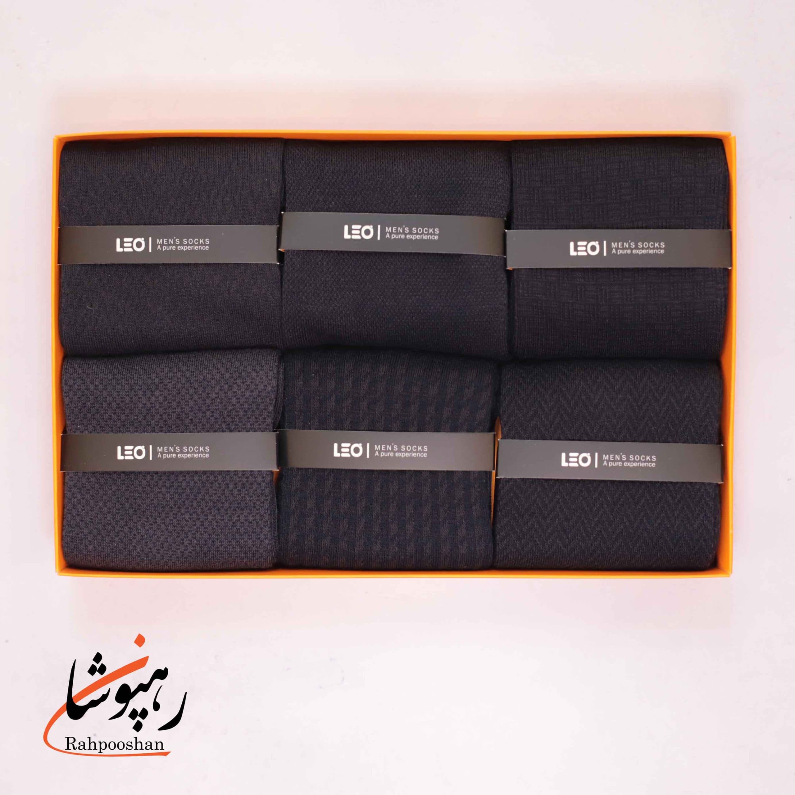 جوراب لئو LEO ساق دار دوفس مشکی دودی (پک 6 عددی)(120)