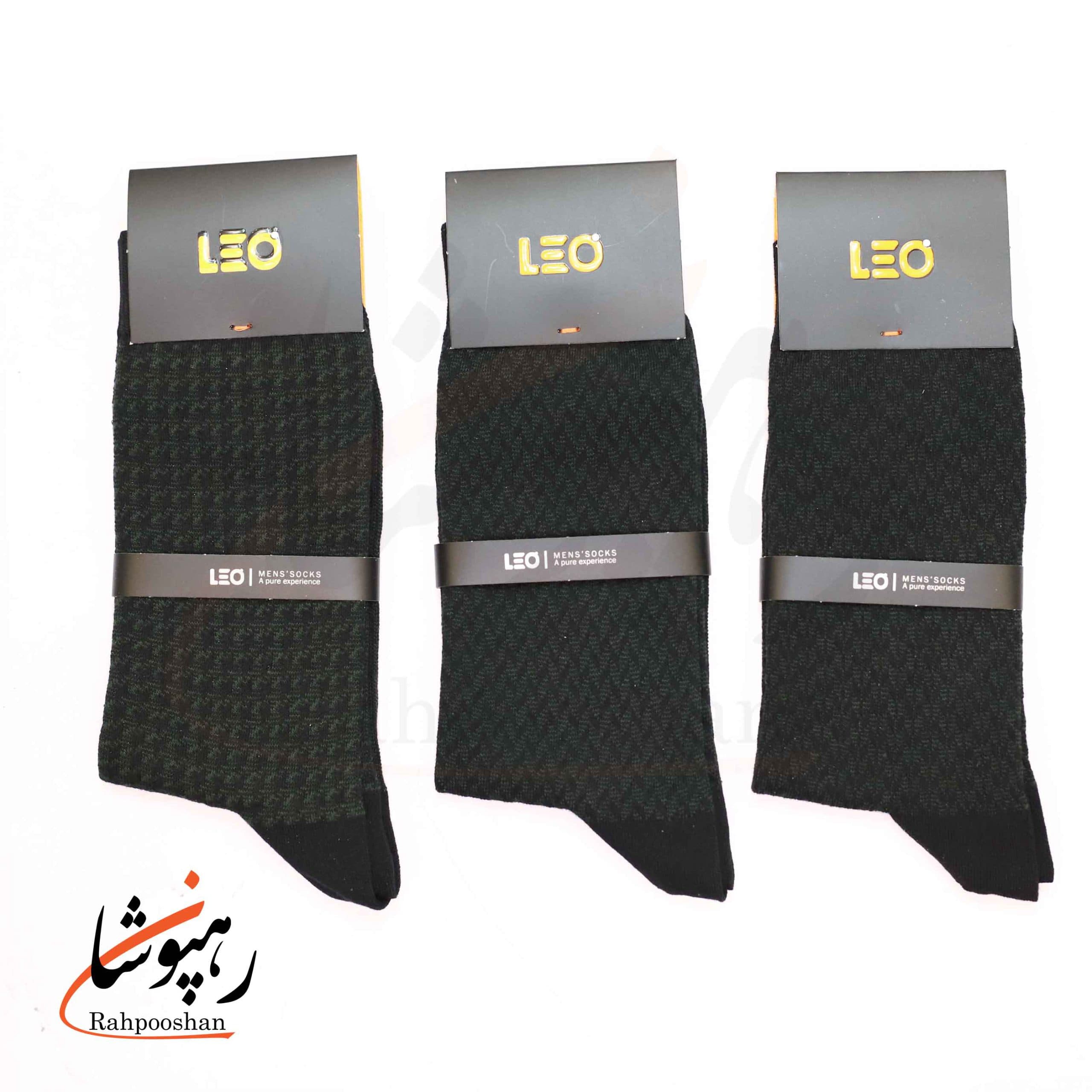 جوراب لئو LEO ساق دار دوفس مشکی و سبز تیره (پک 6 عددی)(117) — تصویر ۲
