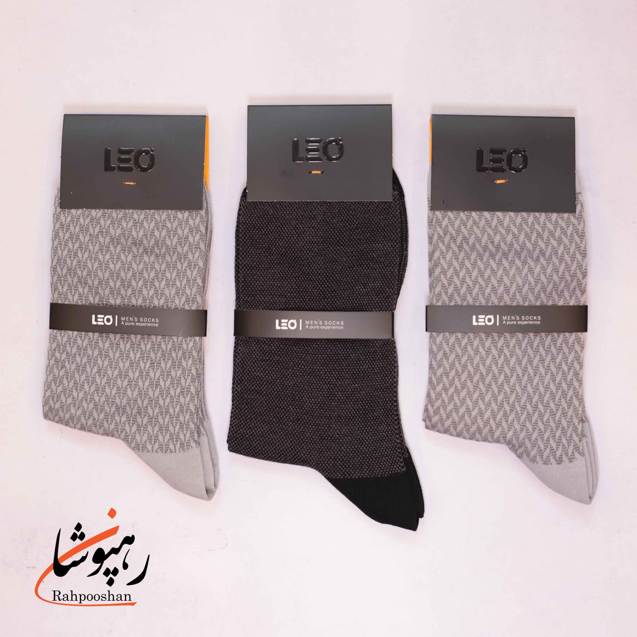 جوراب لئو LEO ساق دار دوفس مشکی و طوسی (پک 6 عددی)(109) — تصویر ۲