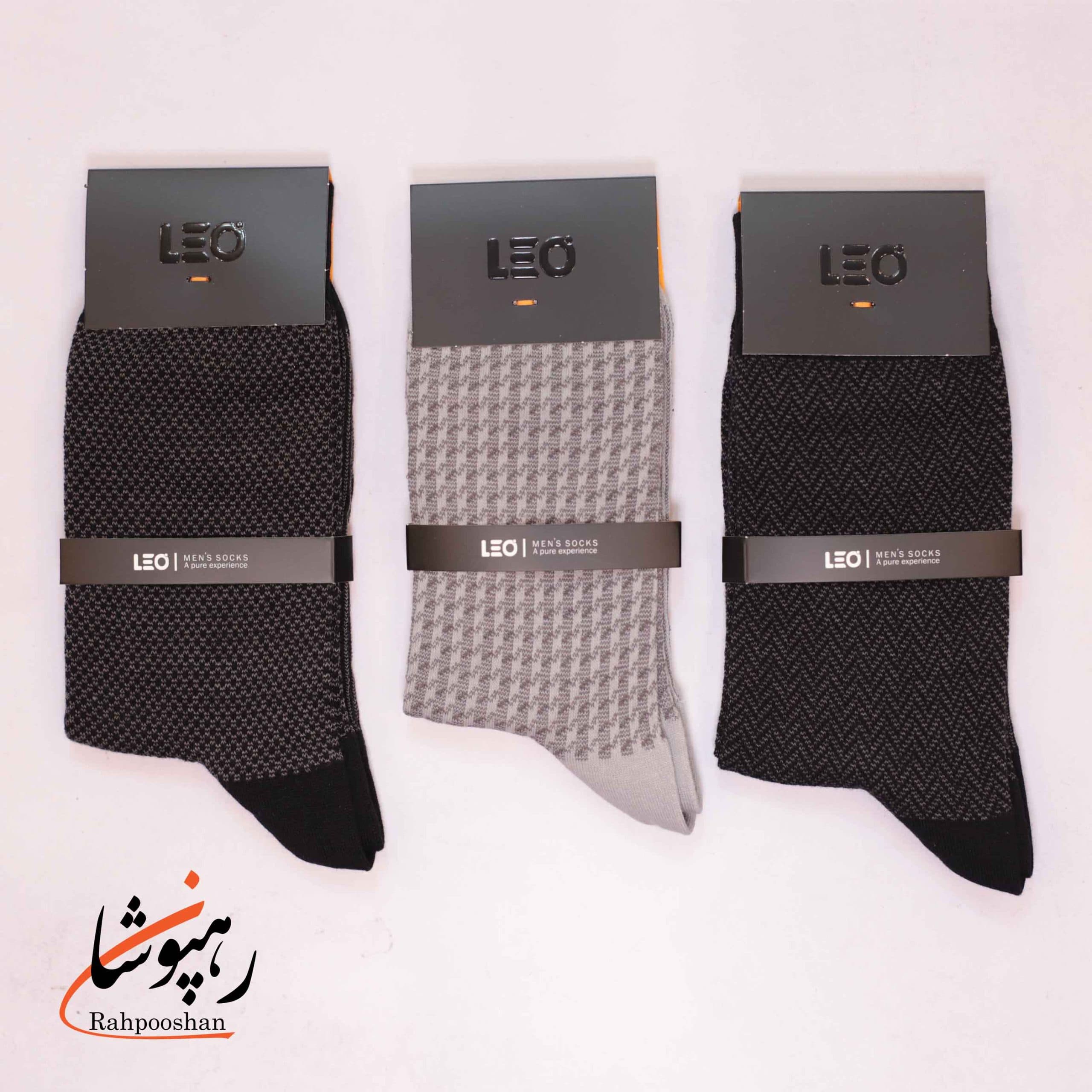 جوراب لئو LEO ساق دار دوفس مشکی و طوسی (پک 6 عددی)(109) — تصویر ۳