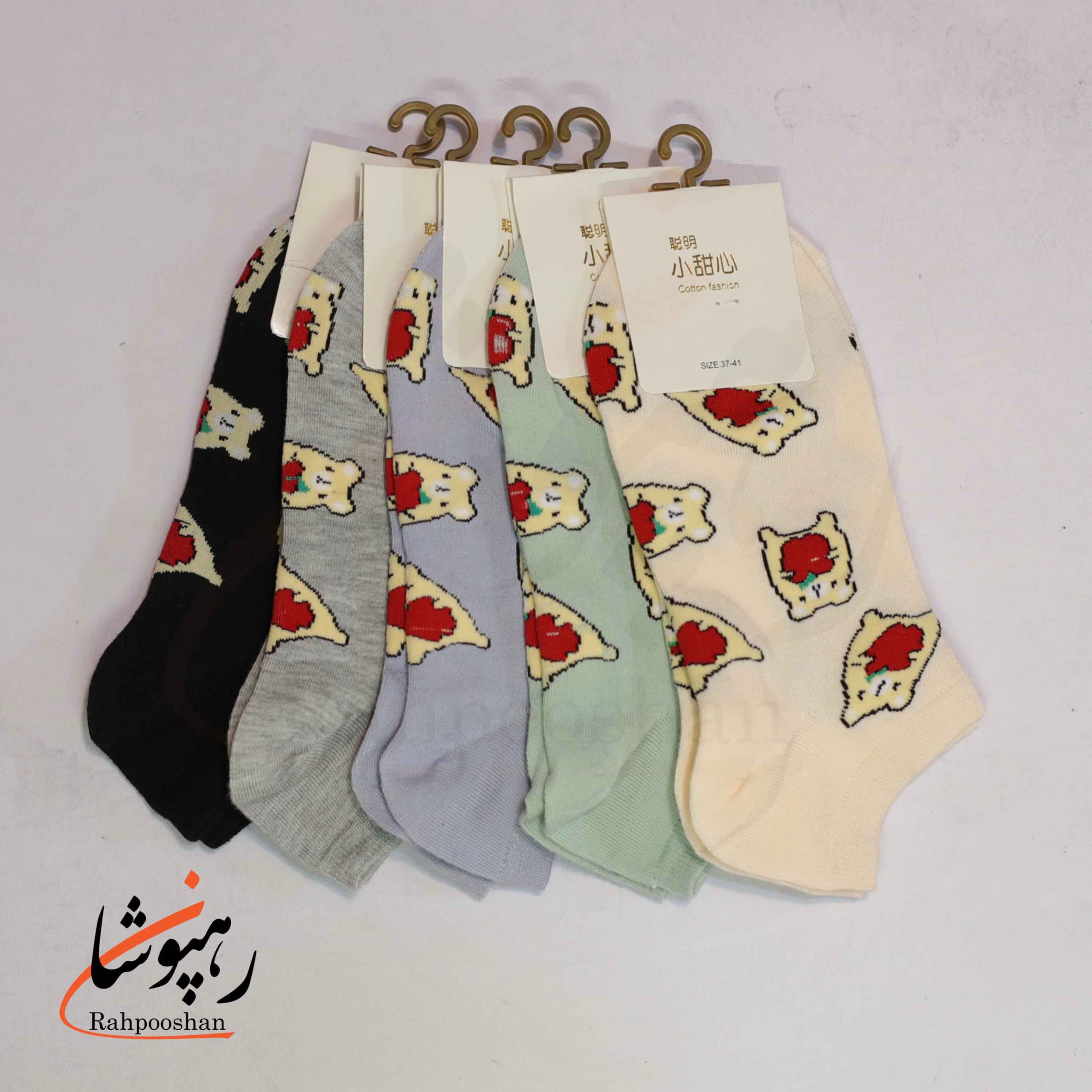 جوراب کفی طرح گربه سیب دار (10 عددی) — تصویر ۲