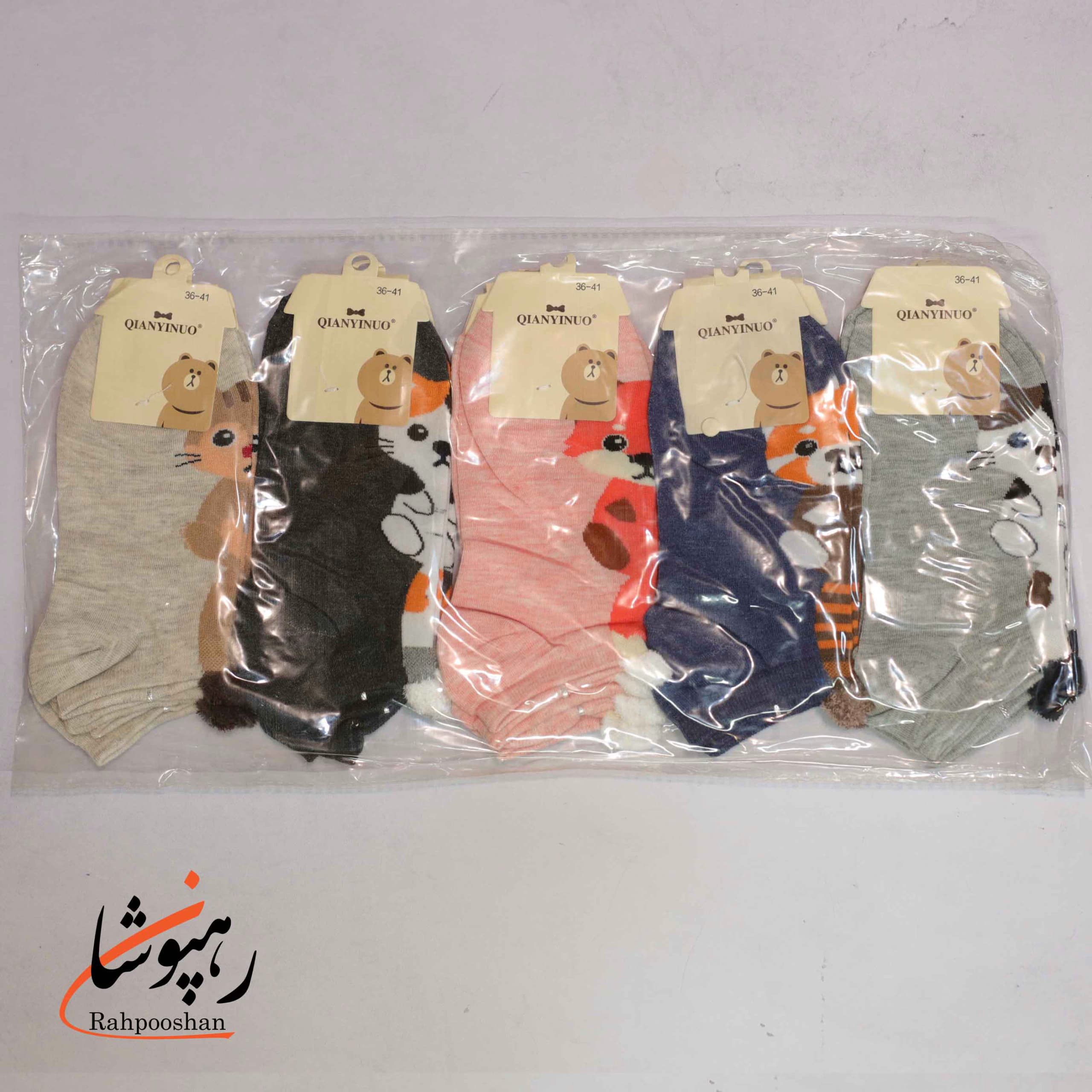 جوراب کفی (زیر قوزک) طرح حیوانات (10 عددی) — تصویر ۳