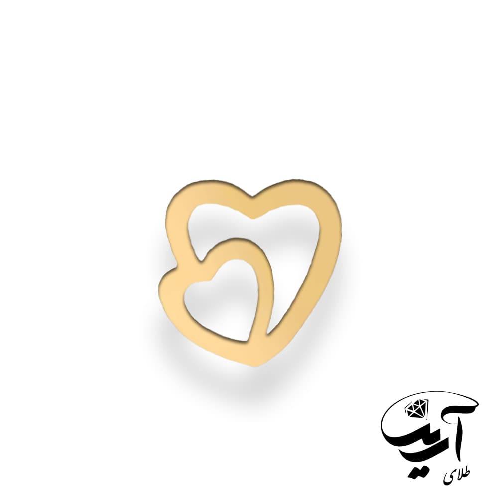 پلاک طلا مدل دو قلب براق کد P259