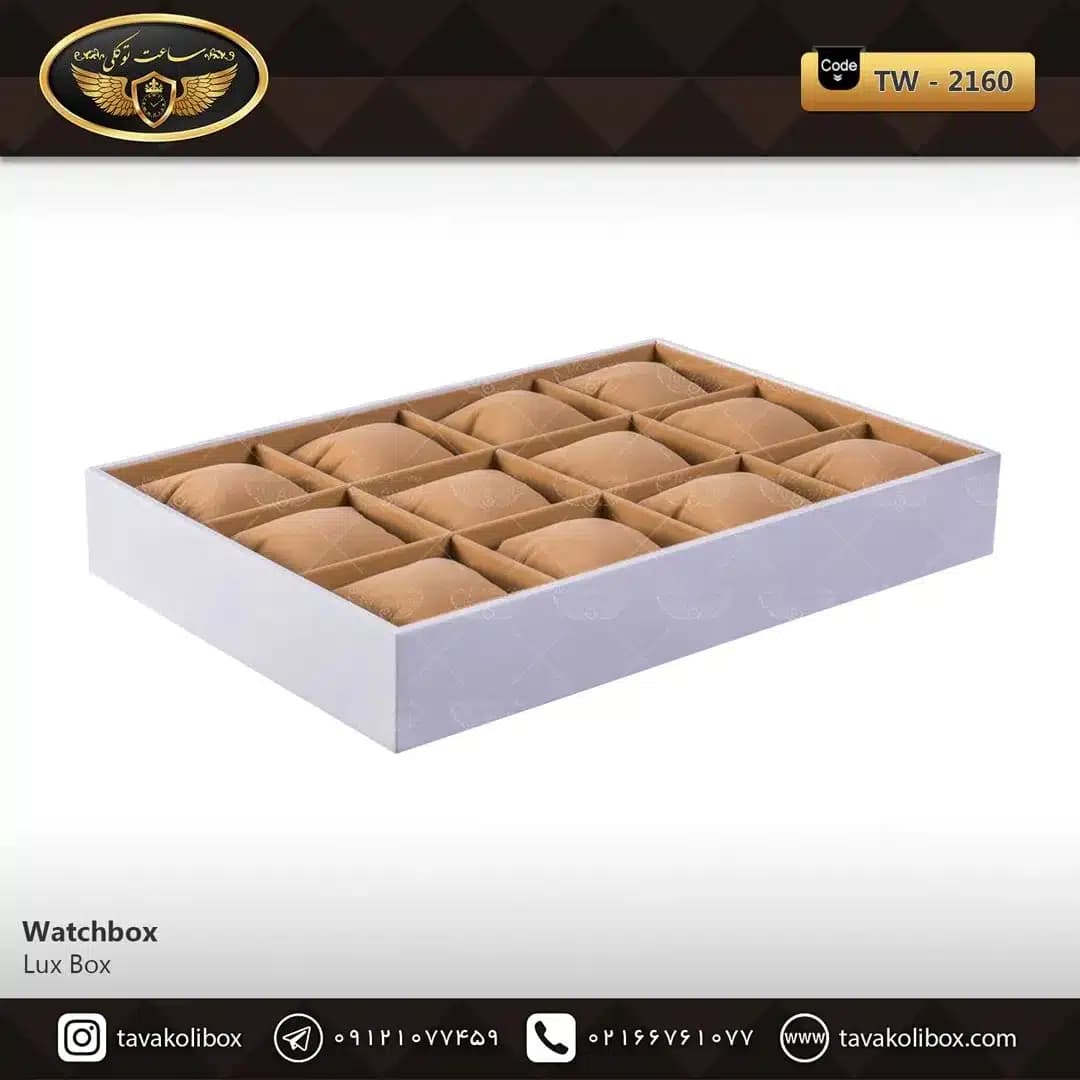 استند ساعت 12 خونه بدون درب بالشتک معمولی رنگ سفید-کرمی مدل : TW-2160