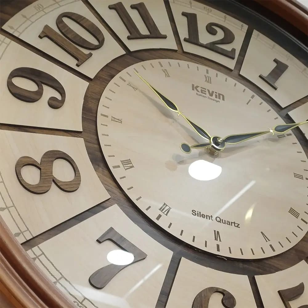ساعت دیواری چوبی برند کوین قطر 60 کد KEV1243 — تصویر ۴