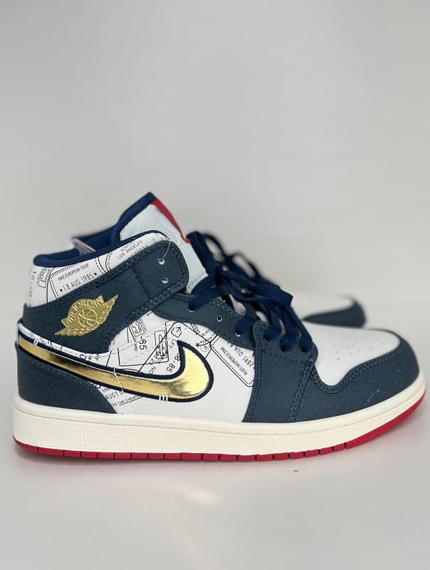 کفش کتانی ساقدار مردانه سفید سرمه ای نایک NIKE jordan 1