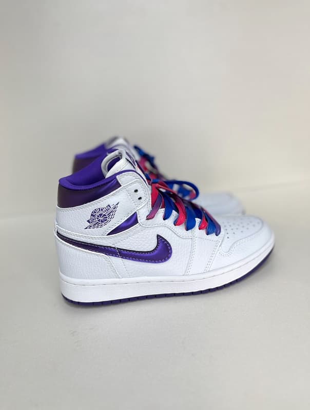 کفش کتانی ساقدار زنانه سفید بنفش نایک NIKE jordan 1