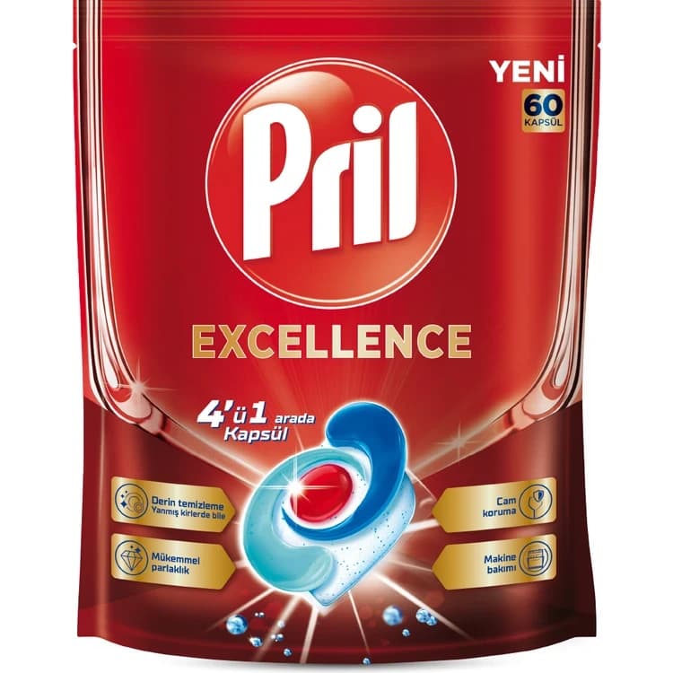 قرص ماشین ظرفشویی پریل مدل Excellence بسته ۶۰ عددی — تصویر ۲