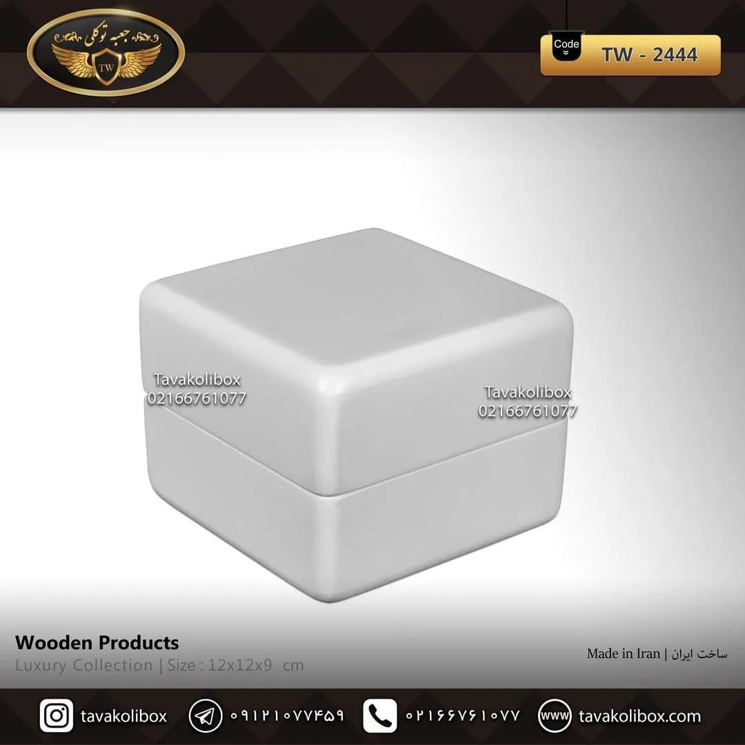 جعبه ساعت 1 خونه لوکس بالشتک لوکس لبه گرد رنگ سفید-مشکی مدل : TW-2444