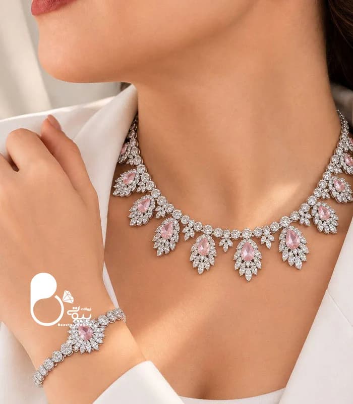 سرویس زنانه جواهری عروس طرح پینک