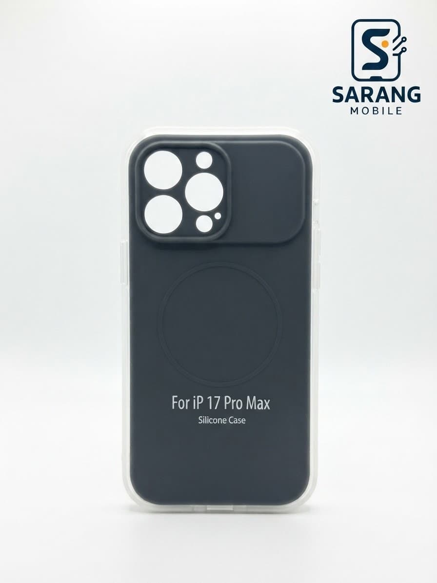 قاب سیلیکونی مگ سیف دار مناسب برای گوشی اپل مدل iPhoone 17Pro MAX-طوسی تیره