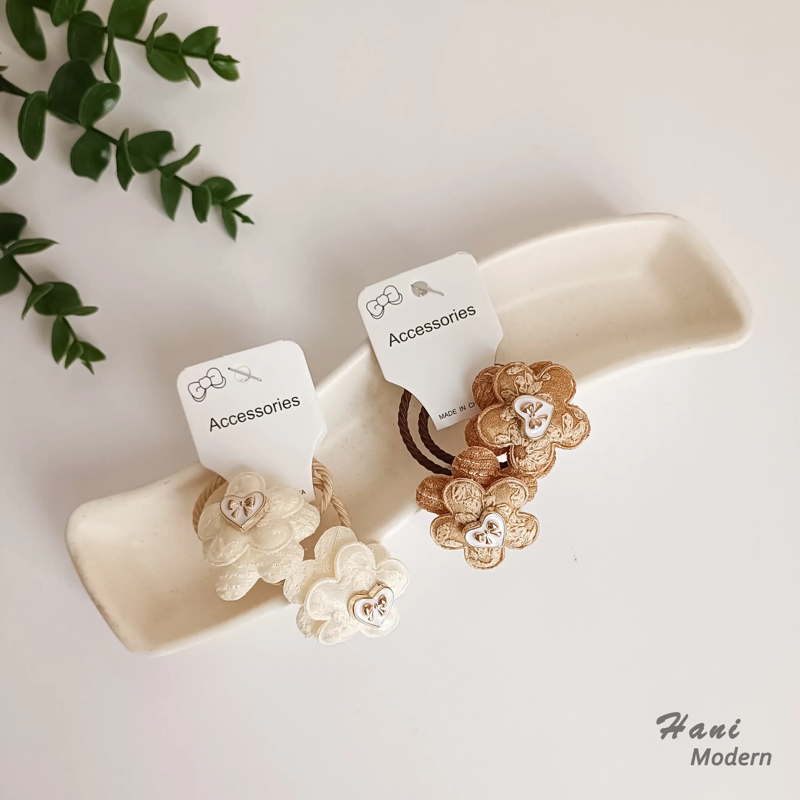 کش مو دخترانه گل با پیکسل قلب