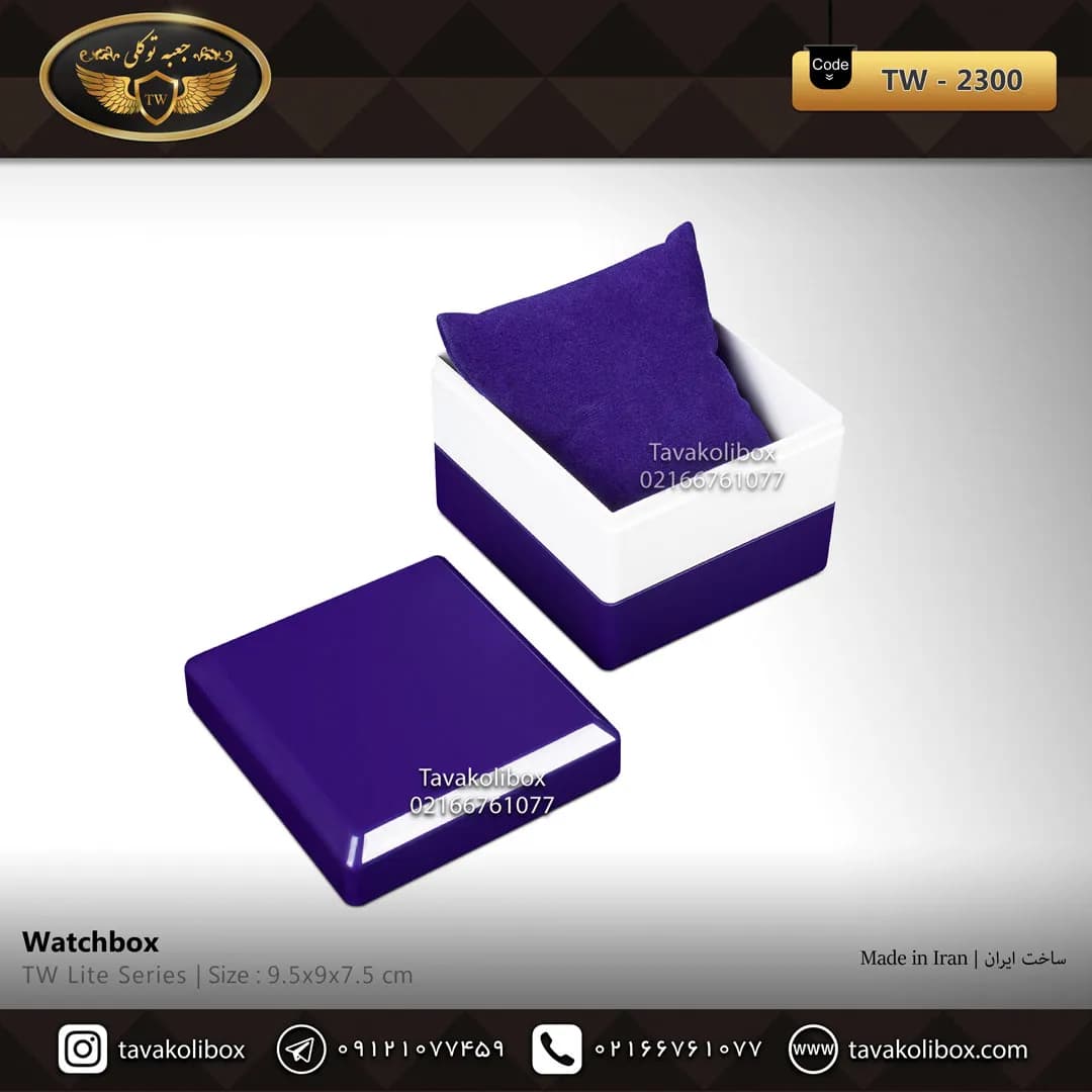 جعبه ساعت 1 خونه درب دار بالشتک معمولی رنگ آبی مدل : TW-2300 — تصویر ۳