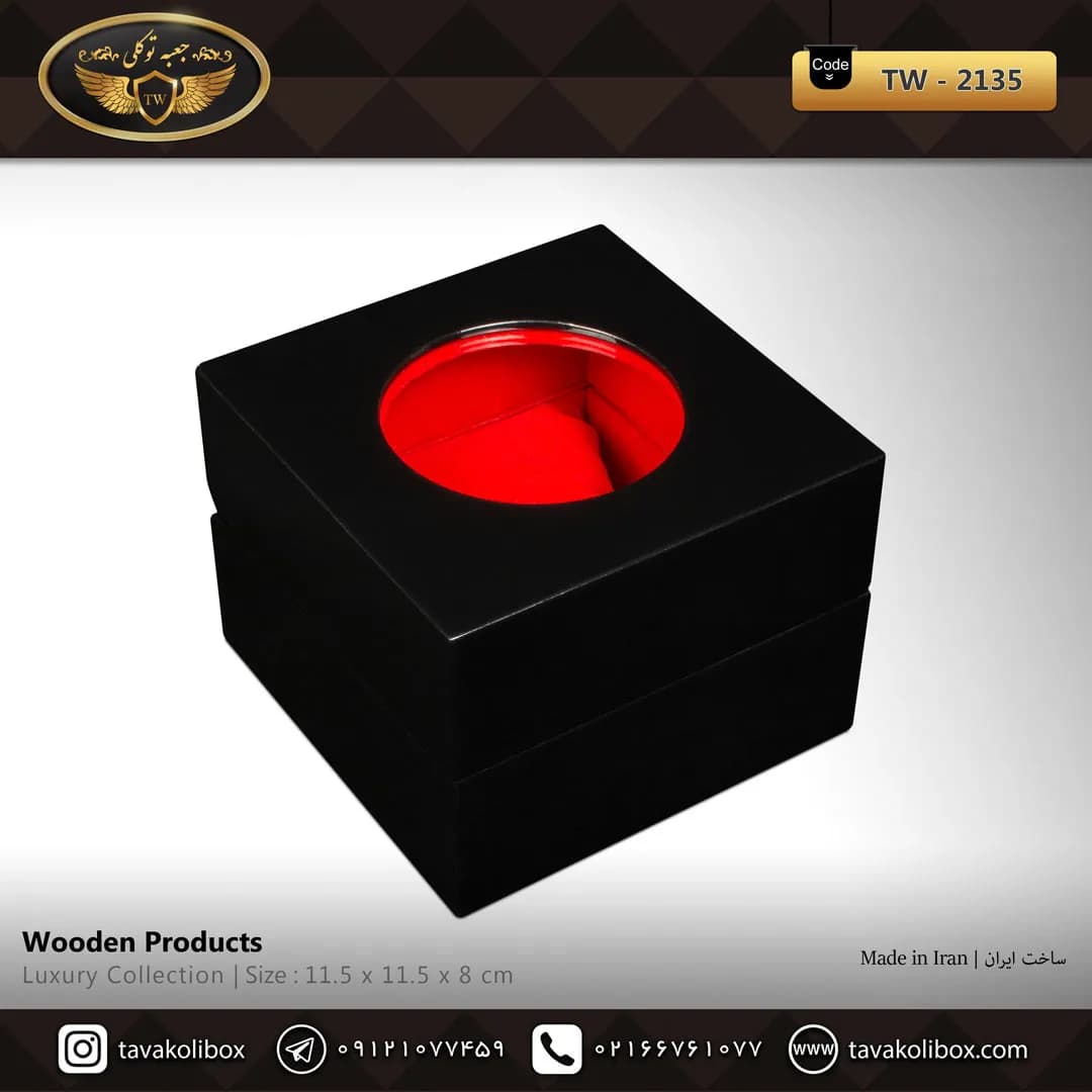 جعبه ساعت 1 خونه لوکس ذره بینی بالشتک معمولی رنگ مشکی مدل : TW-2135
