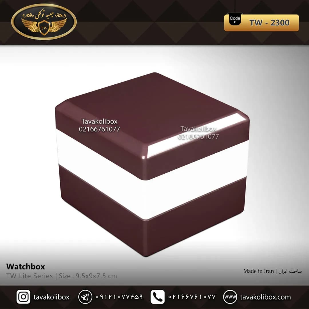جعبه ساعت 1 خونه درب دار بالشتک معمولی رنگ قهوه ای مدل : TW-2300
