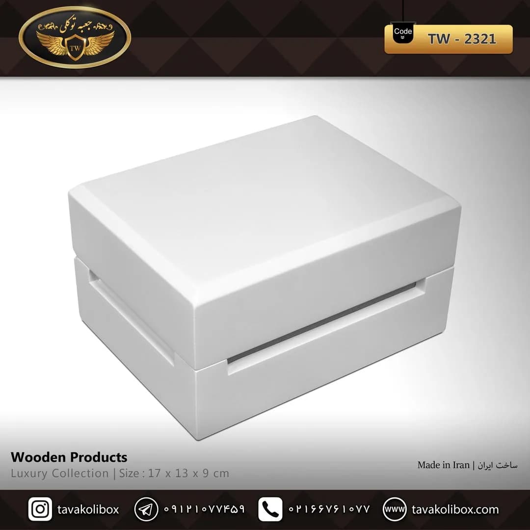 جعبه ساعت 2 خونه لوکس بالشتک لوکس رنگ سفید مدل : TW-2321