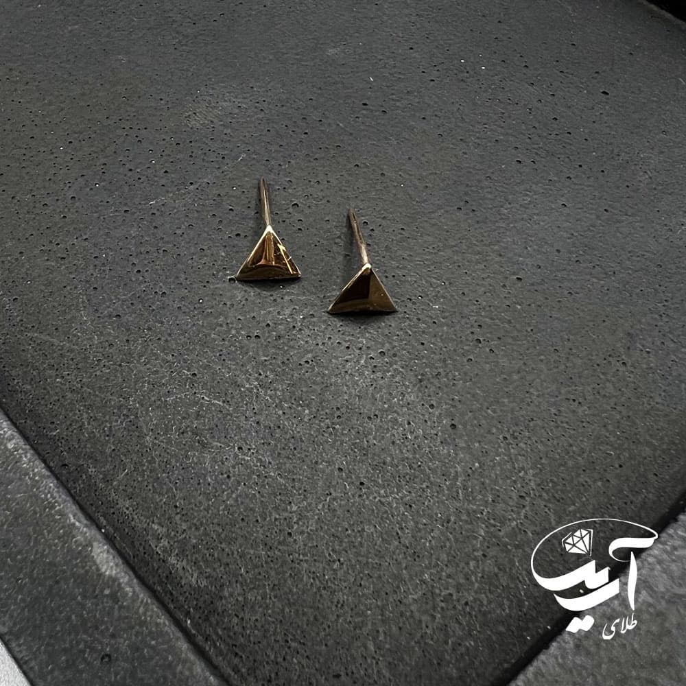 گوشواره میخی طلا مدل مثلث سه بعدی