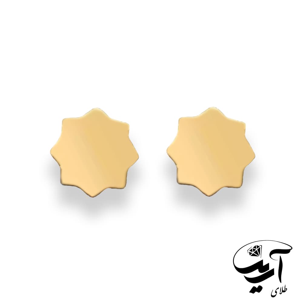 گوشواره میخی طلا مدل کنگره براق