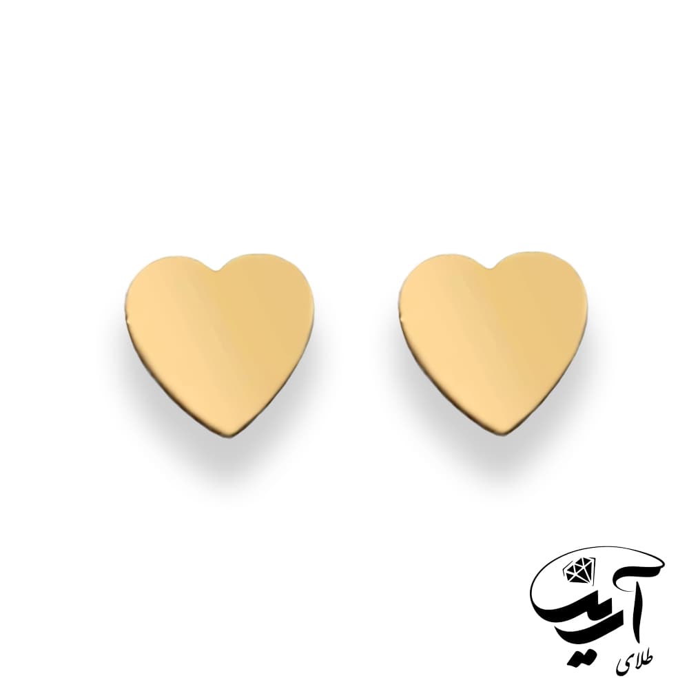 گوشواره میخی طلا مدل قلب براق