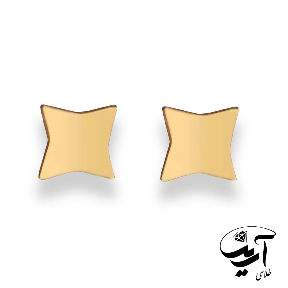 گوشواره میخی طلا مدل چهارپَر بزرگ براق