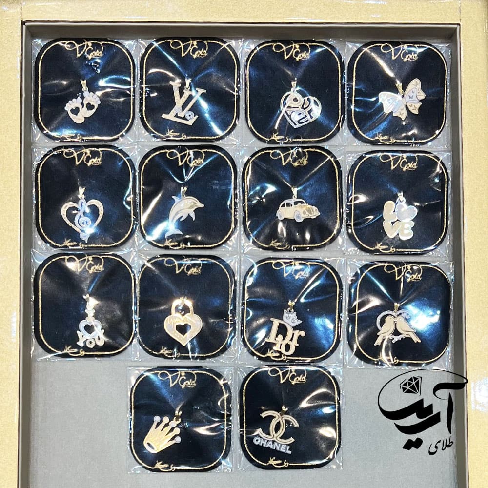 پلاک طلا لیزری دو رنگ طرح پرنده عاشق کد P184 بدون زنجیر — تصویر ۲