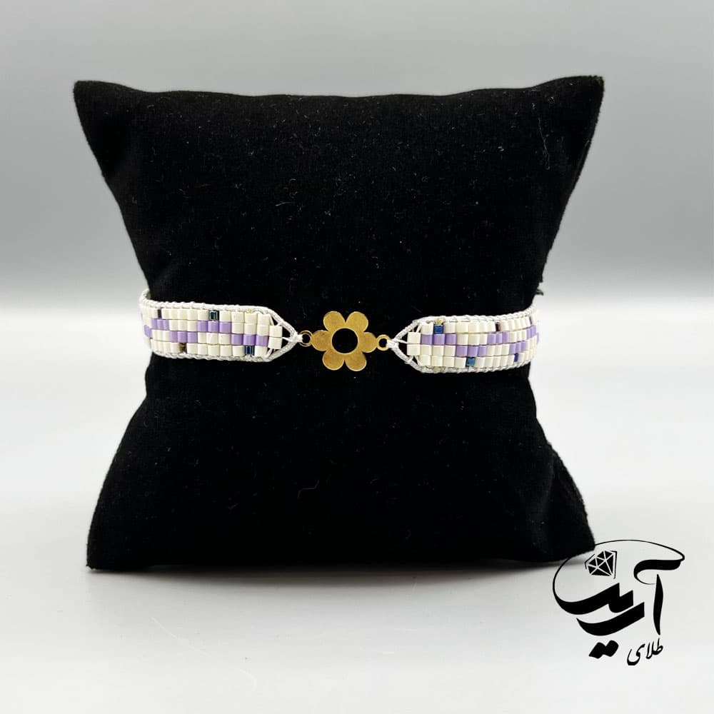 دستبند طلا و میوکی زنانه طرح گل کد 1300