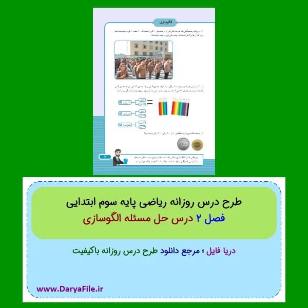 طرح درس روزانه حل مسئله الگوسازی ریاضی سوم ابتدایی Word و PDF