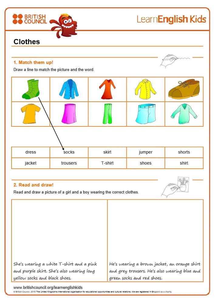 کتاب Clothes Worksheets (مجموعه کاربرگ های لباس ها) نسخه انگلیسی PDF
