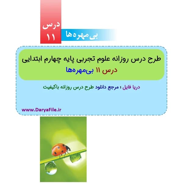 طرح درس روزانه بی‌مهره‌ها علوم چهارم ابتدایی Word و PDF