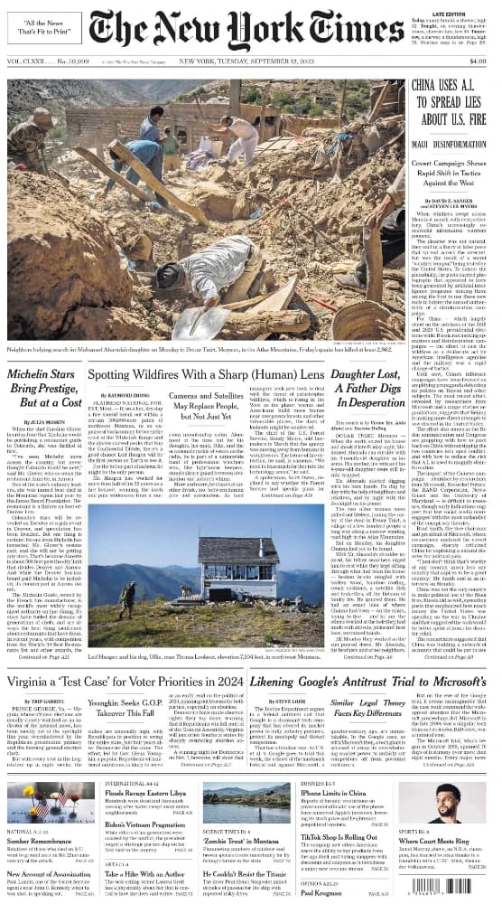 کتاب The New York Times – 12 September 2023 (روزنامه نیویورک تایمز؛ 12 سپتامبر 2023) نسخه انگلیسی PDF