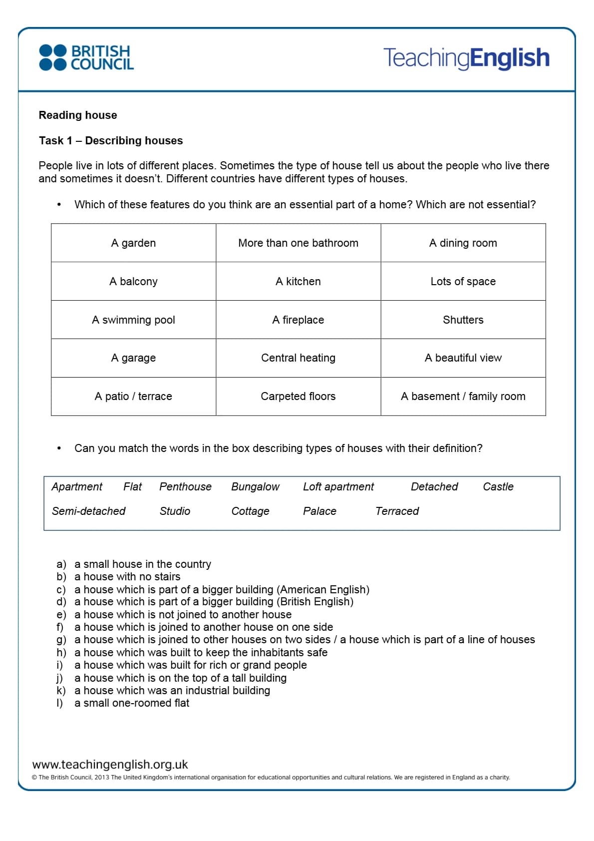 کتاب Reading House Student Worksheet (کاربرگ دانش آموز Reading House) نسخه انگلیسی PDF