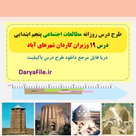 طرح درس روزانه وزیران کاردان شهرهای آباد مطالعات پنجم Word و PDF