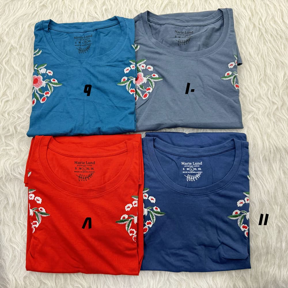 تیشرت نخ پنبه گلدوزی وارداتی کد 1861 — تصویر ۵