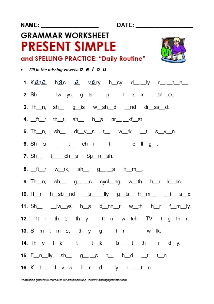 کتاب ATG Worksheet: Present Simple Spelling (کاربرگ املای زمان حال ساده) نسخه انگلیسی PDF